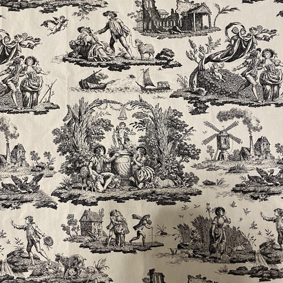 Vintage Fabric Waverly Rustic Life Toile County Scen French 2 Yd x57" Upholstery - Picture 2 of 13